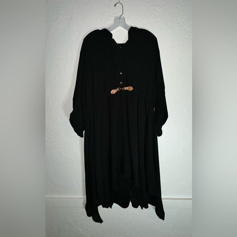 Always Indigo Black dress with brown belt